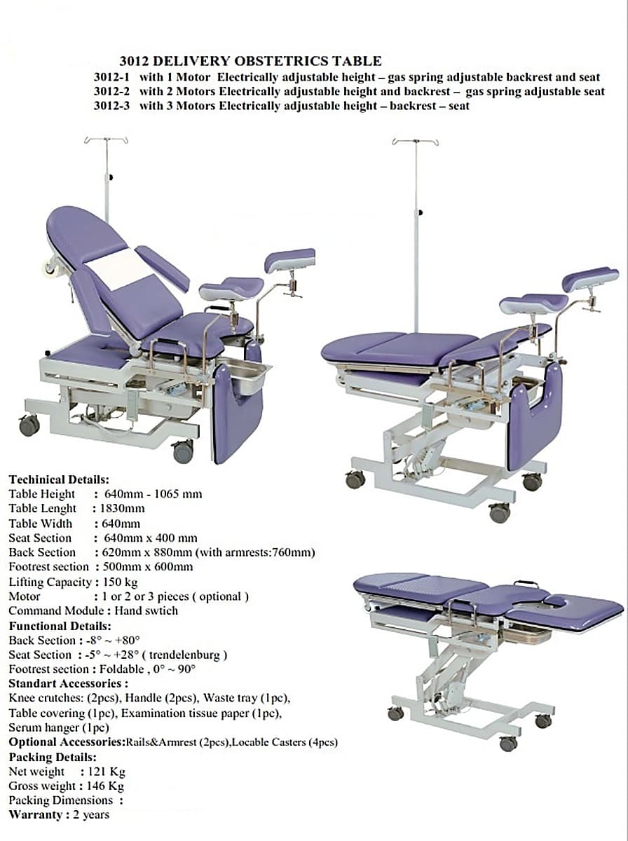 Bàn sinh và khám sản phụ khoa điều khiển điện AREL 3012